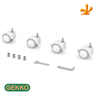 Sada koleček k postýlce Gekko Kids (kolečka nelze používat zároveň s houpacím systémem nebo se zásuvkou). Bíla/Seda